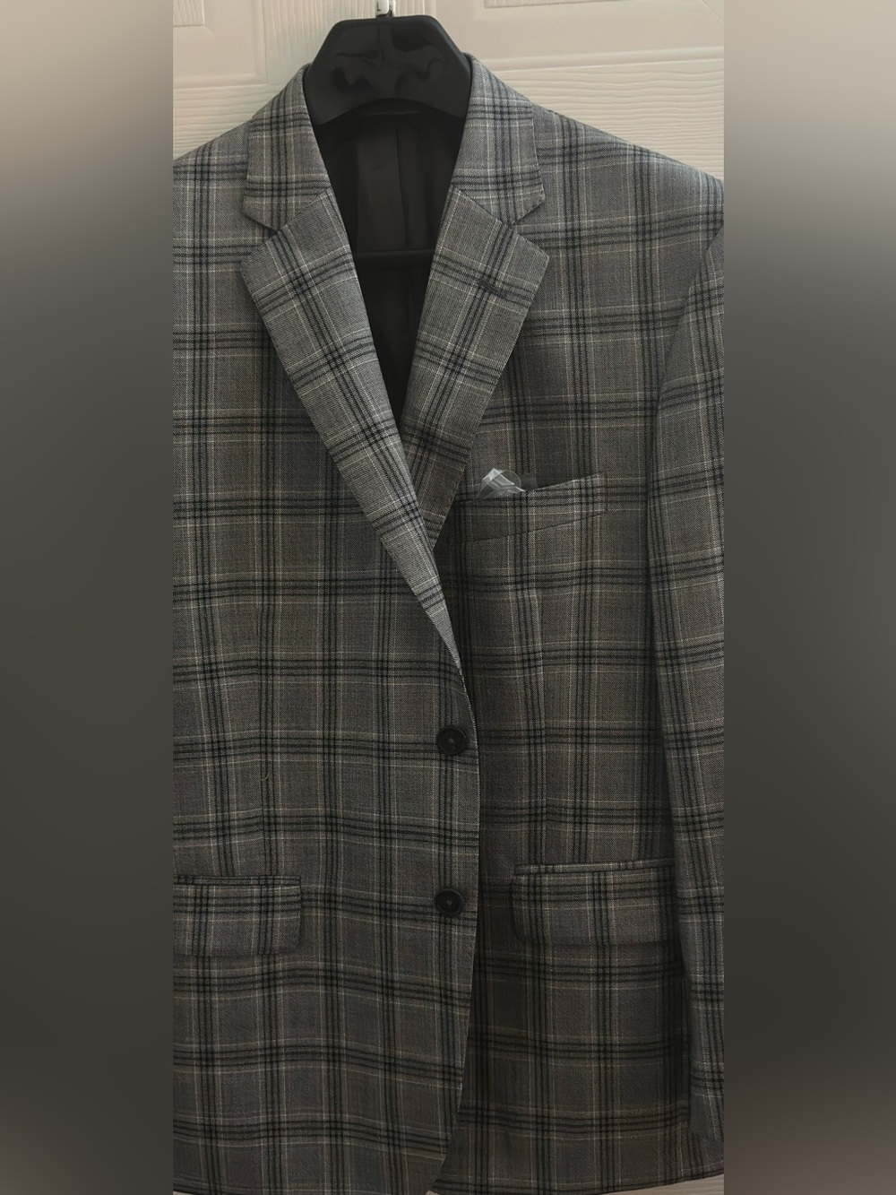 JB Britches Men's Gray Plaid Two-Button Sport Coat Blazer Jacket Size [Insert Si